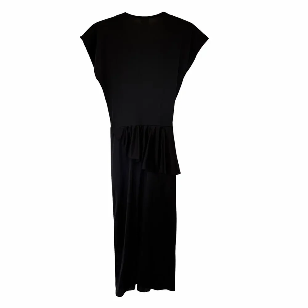 Vintage 70s Black Twist Front Dress Sz 0-2